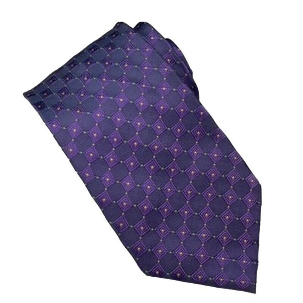 Jhane Barnes Silk Tie Lavender Gray Geometric Pattern Designer Classic Menswear